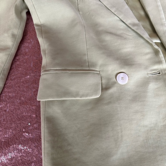 MNG Mango Blazer Women XXS Green Double Breasted  Stretch  Pockets, Relax/Resort - Picture 3 of 9